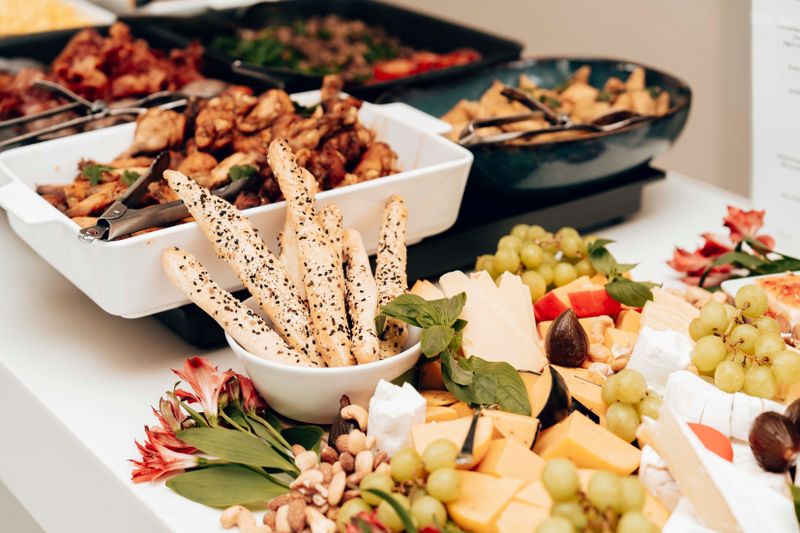 Chopt corporate catering setup with fresh salads and bowls