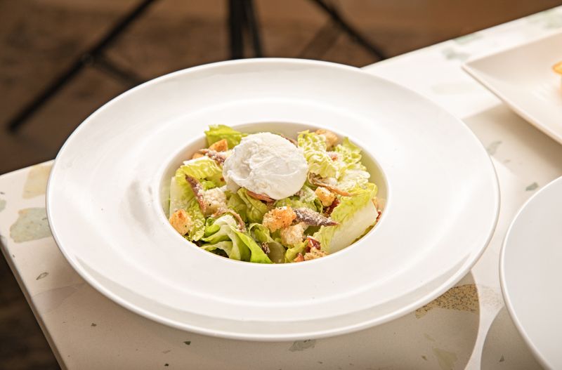 BBQ chopped salad with smoky dressing and fresh vegetables